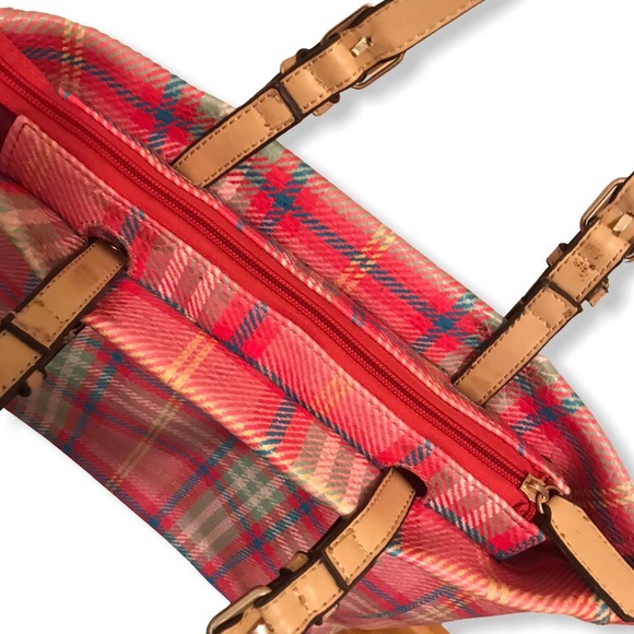 Pink Plaid Tote Bag - Vegan Friendly - Picture 2 of 7